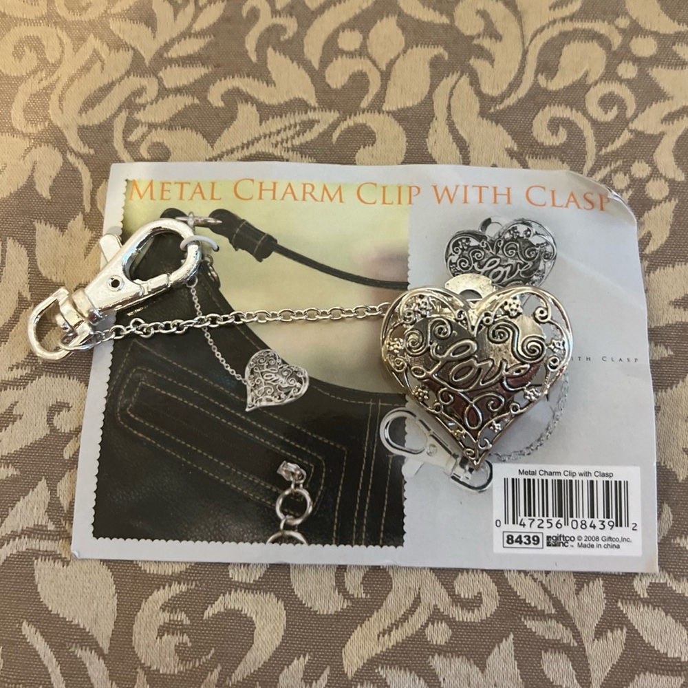 FROM HEART Metal Charm Clip on with Clasp 1.5" Love Romance Valentines